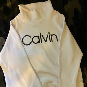 White Calvin cowl neck sweatshirt
